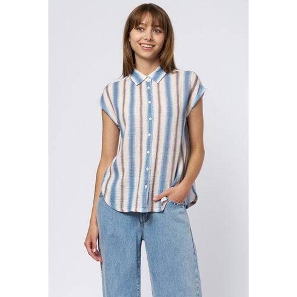 Xirena Tillie Button Front Cotton Gauze Shirt in Blue Ridge S